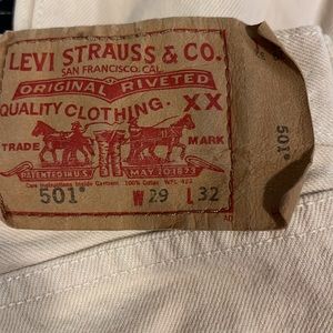 Vintage Levi’s 501 29” x 32” tan denim jeans